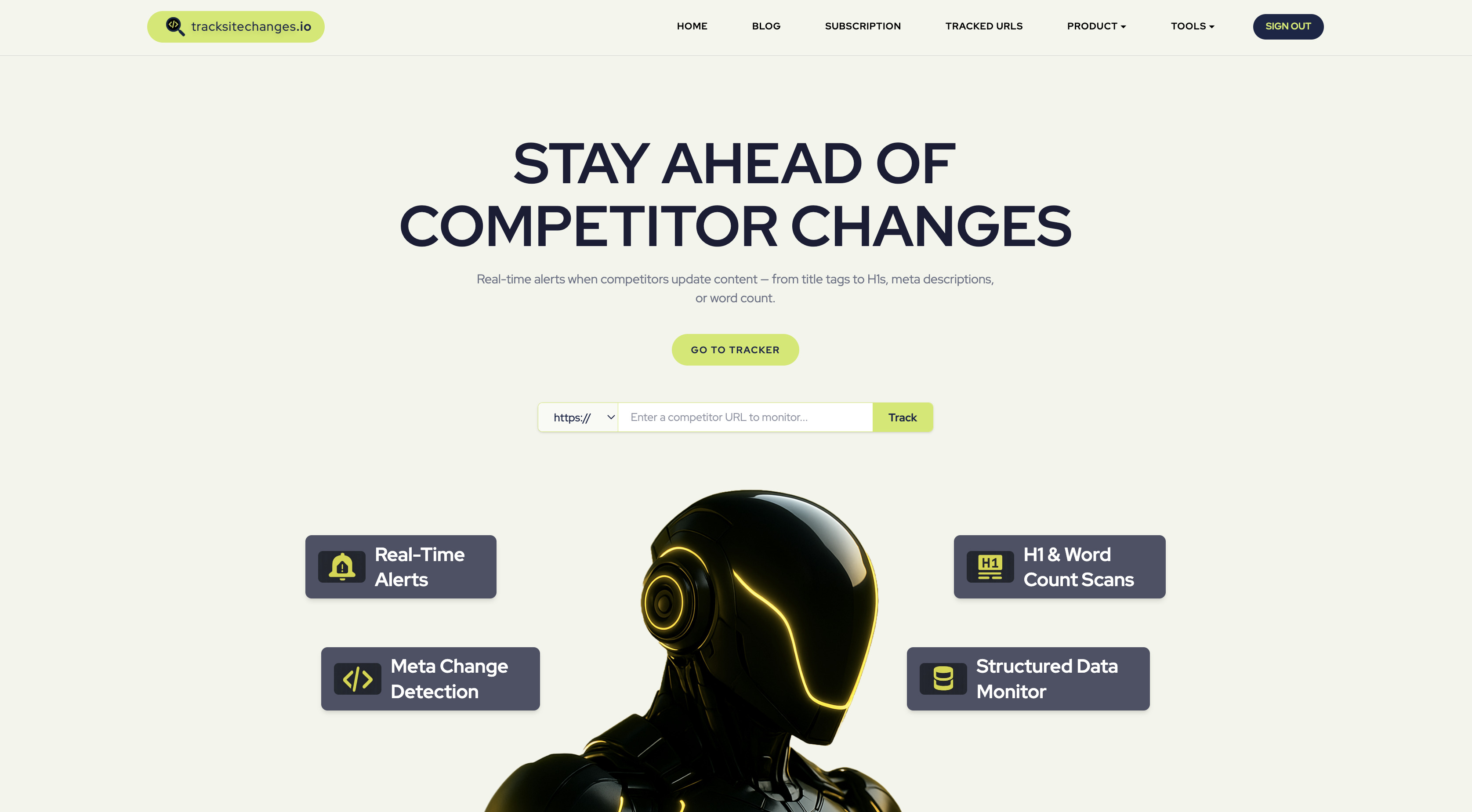 Track Site Changes Website homepage
